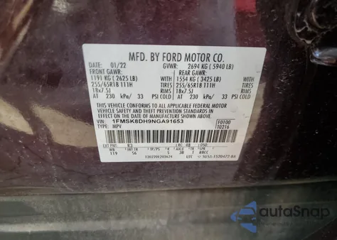 2022 Ford Explorer Xlt from USA, damaged, VIN 1FMSK8DH9NGA91653